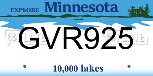 GVR925 Minnesota License Plate