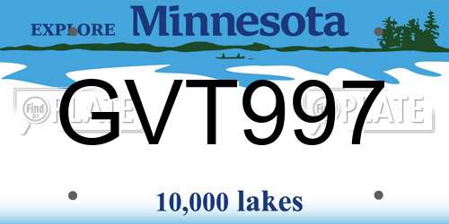 GVT997 Minnesota License Plate