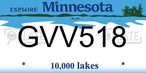 GVV518 Minnesota License Plate