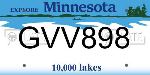 GVV898 Minnesota License Plate