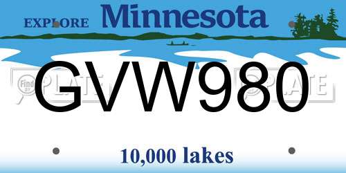 GVW980 Minnesota License Plate