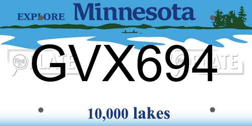 GVX694 Minnesota License Plate