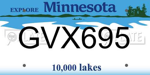 GVX695 Minnesota License Plate