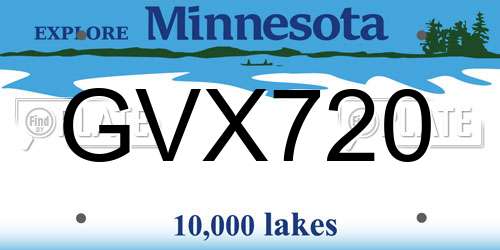 GVX720 Minnesota License Plate