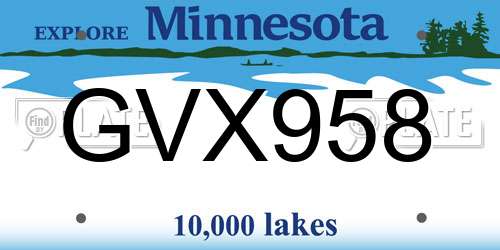 GVX958 Minnesota License Plate