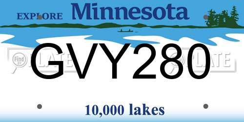 GVY280 Minnesota License Plate
