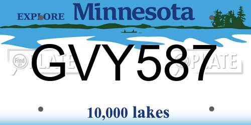 GVY587 Minnesota License Plate