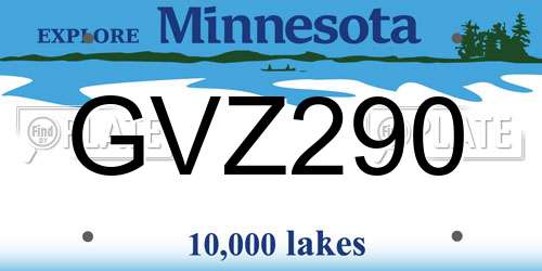 GVZ290 Minnesota License Plate