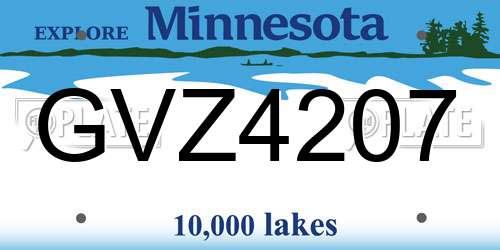 GVZ4207 Minnesota License Plate