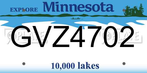 GVZ4702 Minnesota License Plate