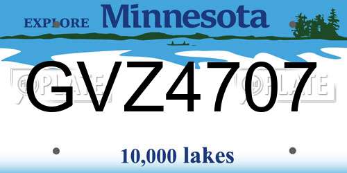 GVZ4707 Minnesota License Plate
