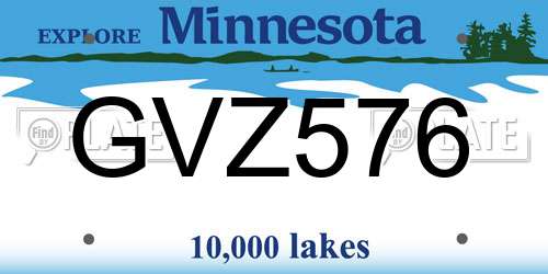 GVZ576 Minnesota License Plate