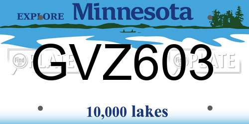 GVZ603 Minnesota License Plate