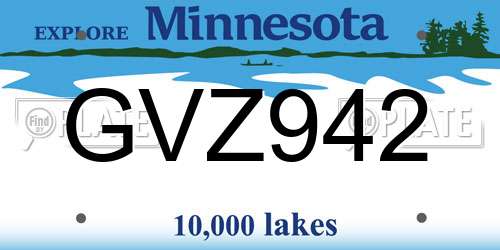 GVZ942 Minnesota License Plate