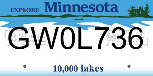GW0L736 Minnesota License Plate