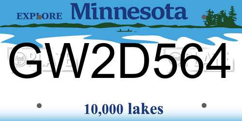 GW2D564 Minnesota License Plate