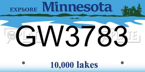 GW3783 Minnesota License Plate