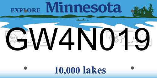 GW4N019 Minnesota License Plate