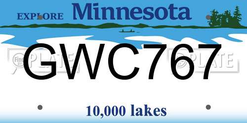 GWC767 Minnesota License Plate