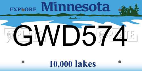 GWD574 Minnesota License Plate