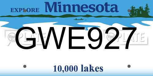 GWE927 Minnesota License Plate