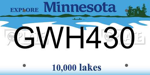 GWH430 Minnesota License Plate