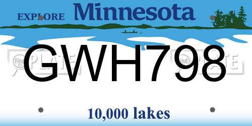 GWH798 Minnesota License Plate