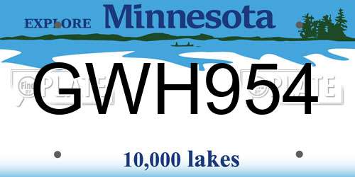 GWH954 Minnesota License Plate