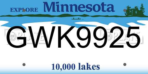 GWK9925 Minnesota License Plate
