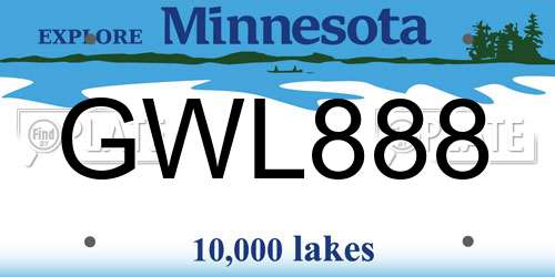 GWL888 Minnesota License Plate