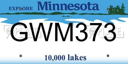 GWM373 Minnesota License Plate