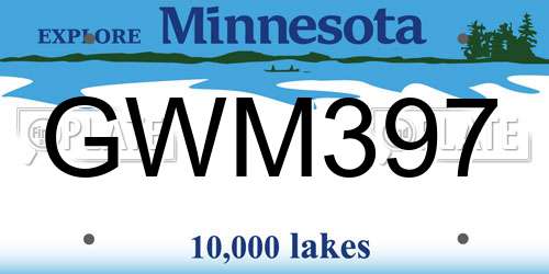 GWM397 Minnesota License Plate
