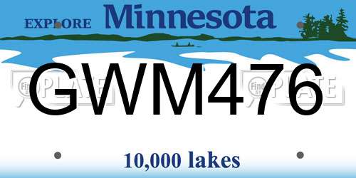 GWM476 Minnesota License Plate