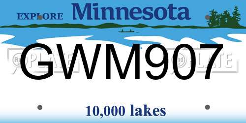 GWM907 Minnesota License Plate