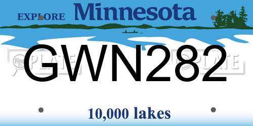 GWN282 Minnesota License Plate