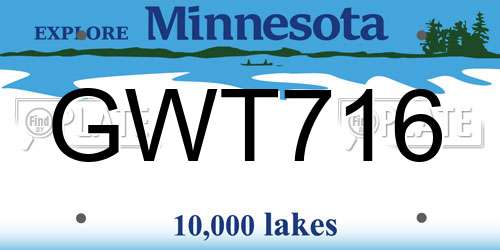 GWT716 Minnesota License Plate