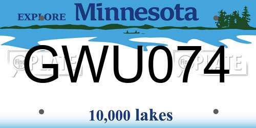 GWU074 Minnesota License Plate