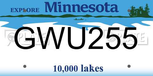 GWU255 Minnesota License Plate