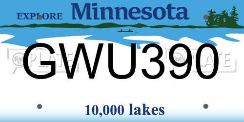 GWU390 Minnesota License Plate