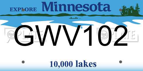 GWV102 Minnesota License Plate