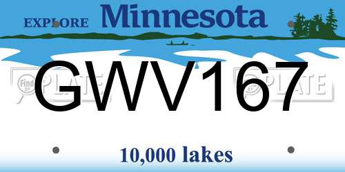 GWV167 Minnesota License Plate
