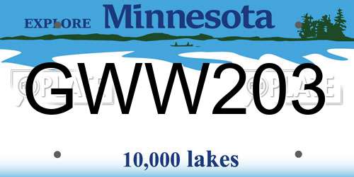 GWW203 Minnesota License Plate
