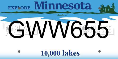 GWW655 Minnesota License Plate