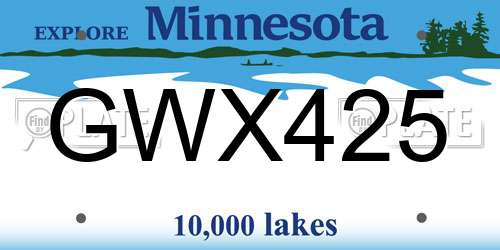 GWX425 Minnesota License Plate