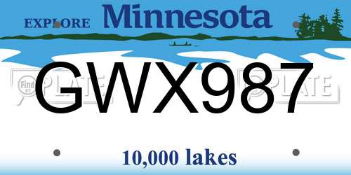 GWX987 Minnesota License Plate