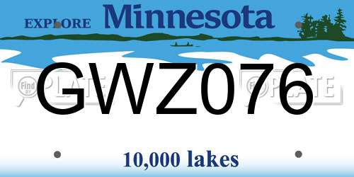 GWZ076 Minnesota License Plate