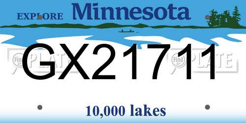GX21711 Minnesota License Plate