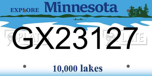 GX23127 Minnesota License Plate
