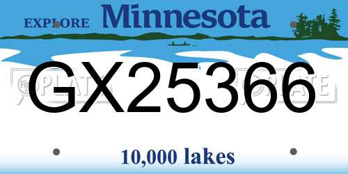 GX25366 Minnesota License Plate