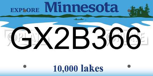 GX2B366 Minnesota License Plate